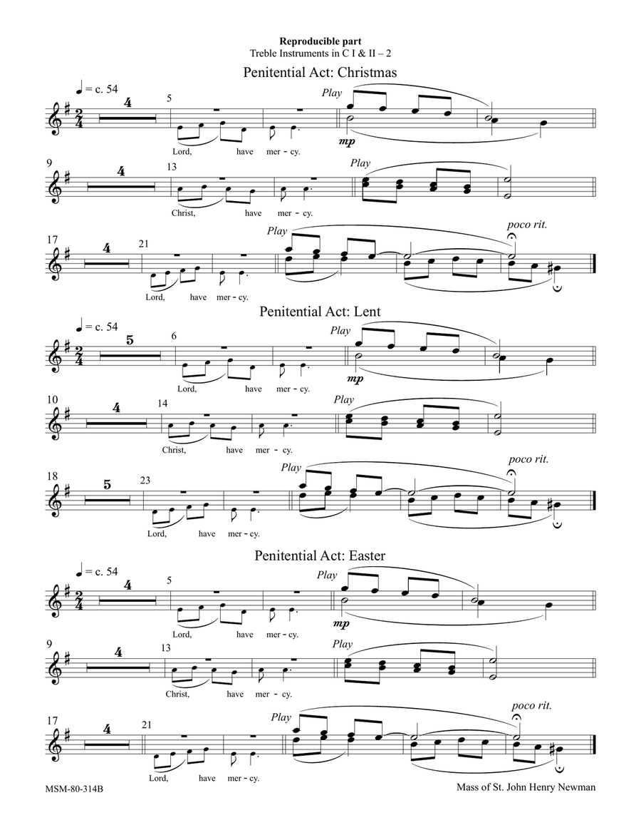 Mass of St. John Henry Newman (Downloadable Treble Instrument Parts) Choir scores gallery preview page 3