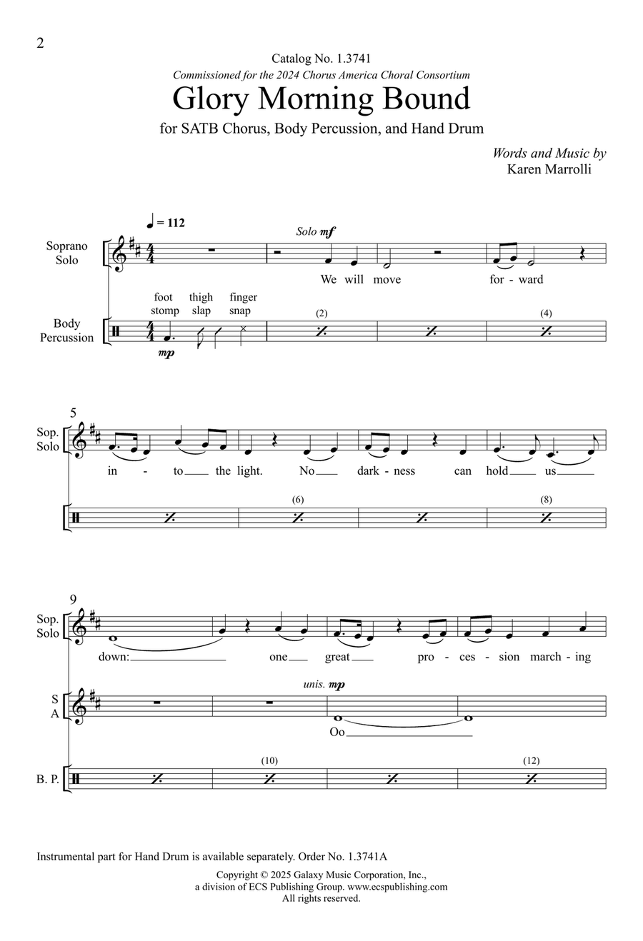 Glory Morning Bound by Karen Marrolli 4-Part - Digital Sheet Music page 2