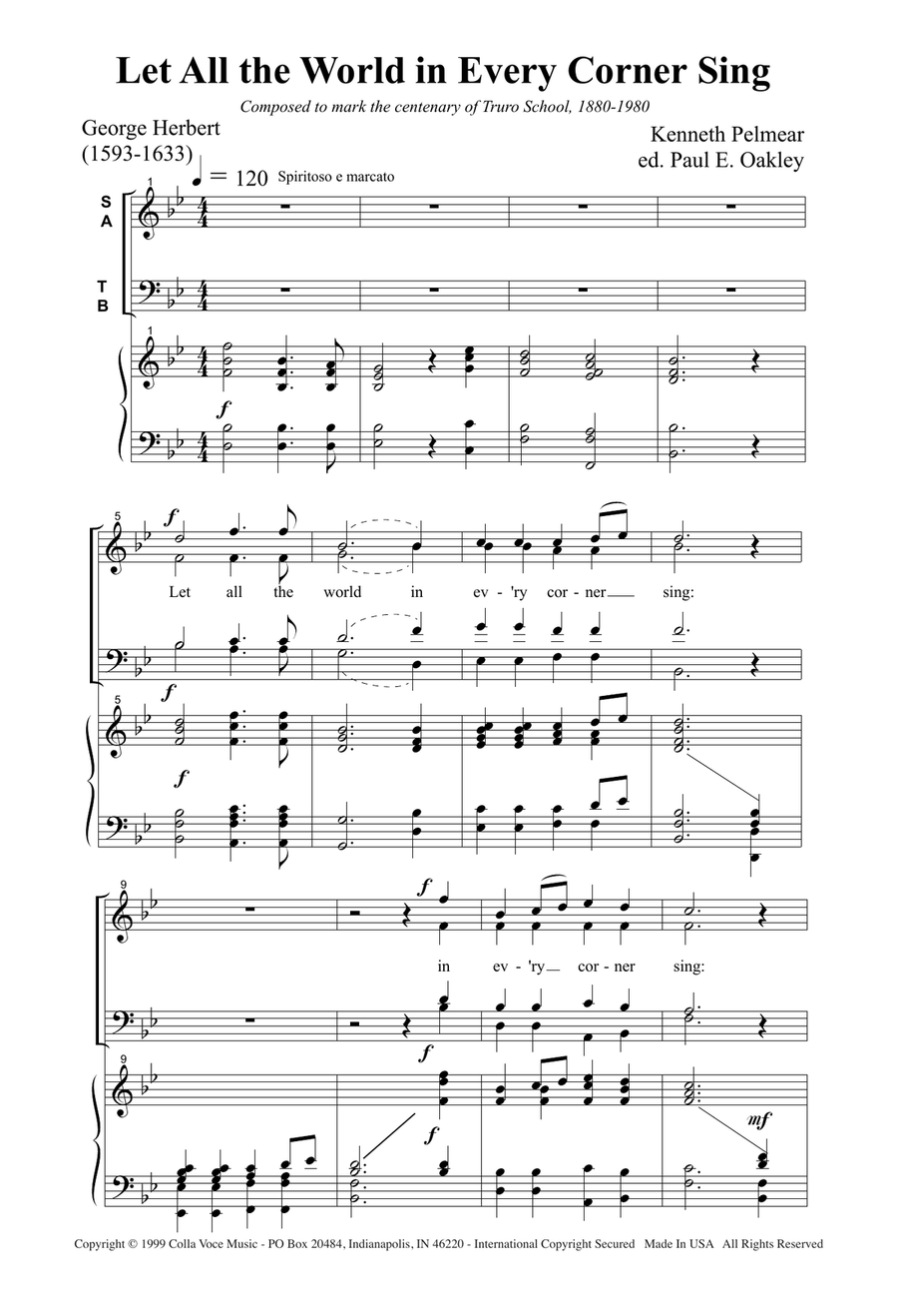 Let All The World In Every Corner Sing 4-Part scores gallery preview page 2