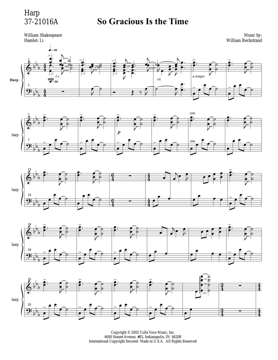 So Gracious Is The Time (Downloadable Harp/Percussion Parts) Choir scores gallery preview page 1