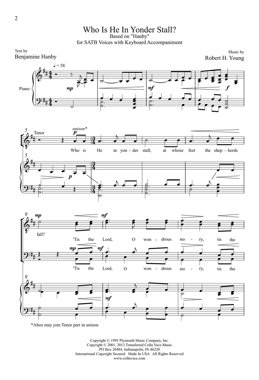 Who Is He In Yonder Stall? (Downloadable) 4-Part scores gallery preview page 2