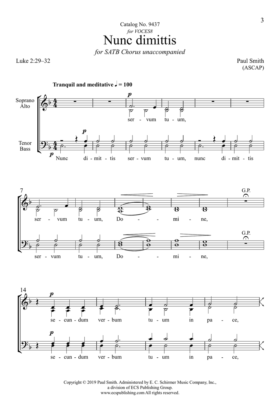 Nunc Dimittis Nunc Dimittis 4-Part scores gallery preview page 3
