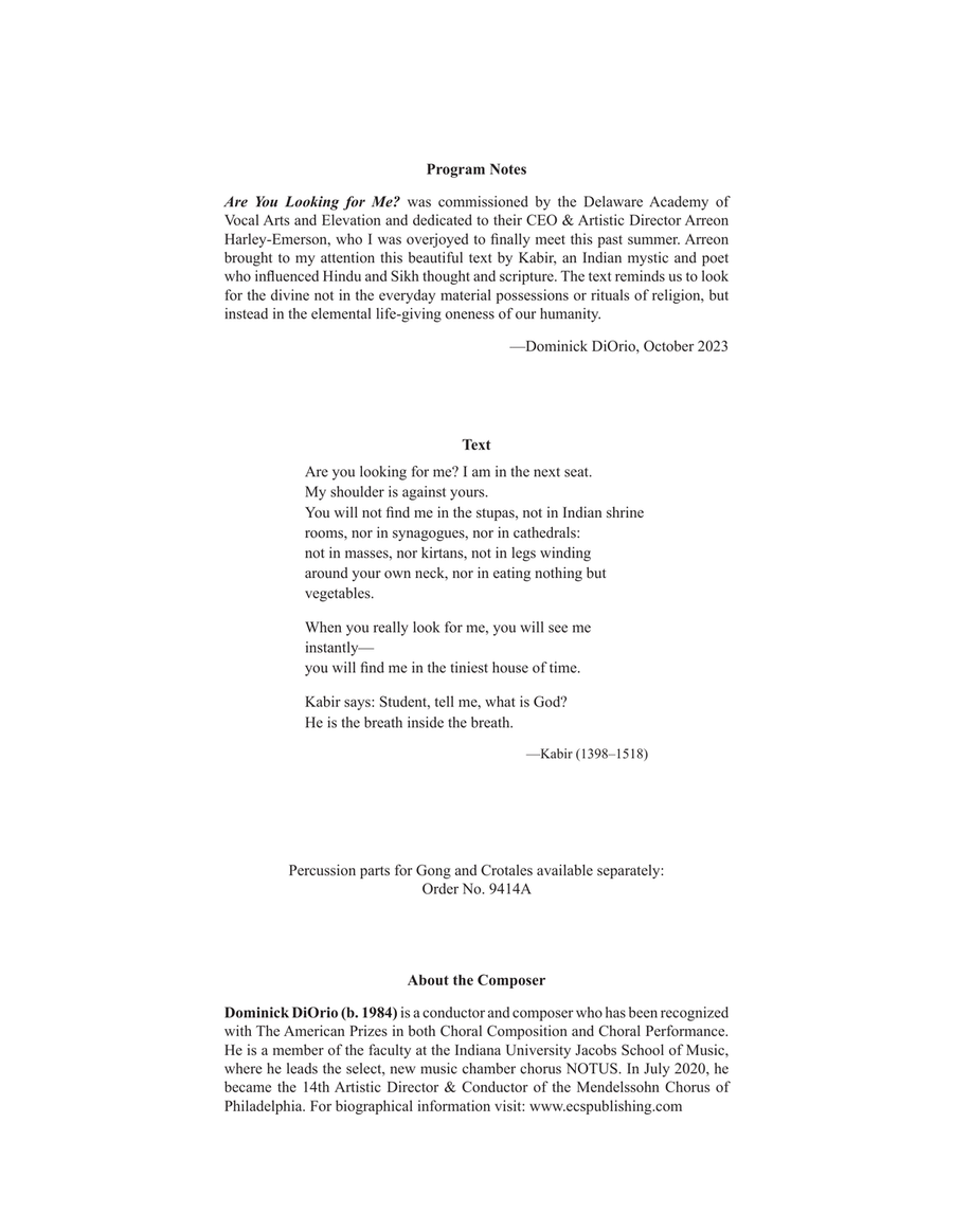 Are You Looking for Me? Are You Looking for Me? 4-Part scores gallery preview page 2