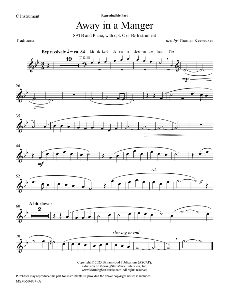 Away in a Manger (Downloadable C/B-flat Instrument Parts) Choir scores gallery preview page 2