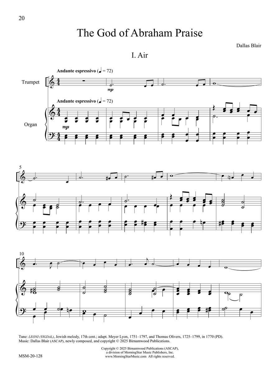 The God of Abraham Praise Trumpet scores gallery preview page 1