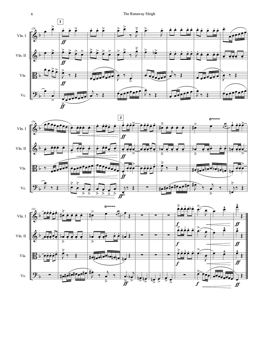 Runaway Sleigh, The Runaway Sleigh, The String Quartet scores gallery preview page 6