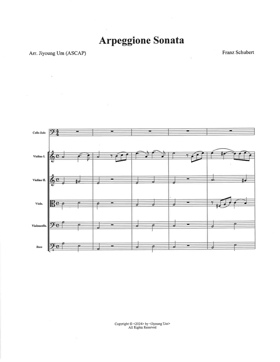 Arpeggione Sonata (Complete Movements) (Cello Solo with String Orchestra) Chamber Music scores gallery preview page 3