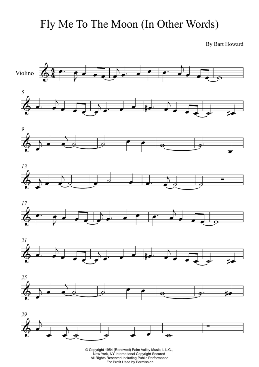 Fly Me To The Moon (In Other Words) Violin Solo scores gallery preview page 1