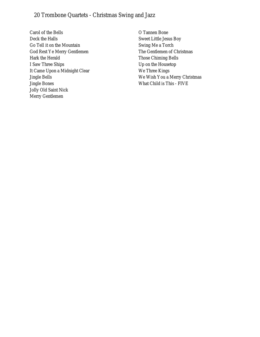 20 Trombone Quartets - Christmas Swing and Jazz Brass Quartet scores gallery preview page 2