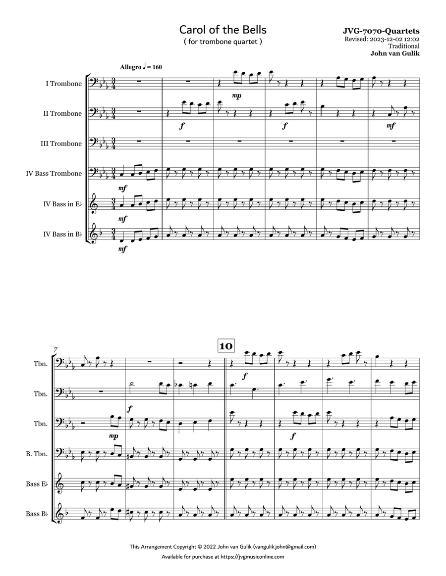 20 Trombone Quartets - Christmas Swing and Jazz Brass Quartet scores gallery preview page 3