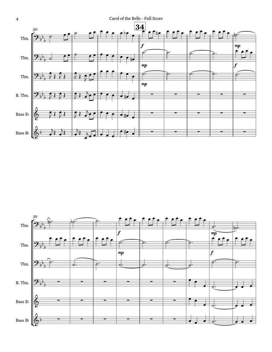 20 Trombone Quartets - Christmas Swing and Jazz Brass Quartet scores gallery preview page 5