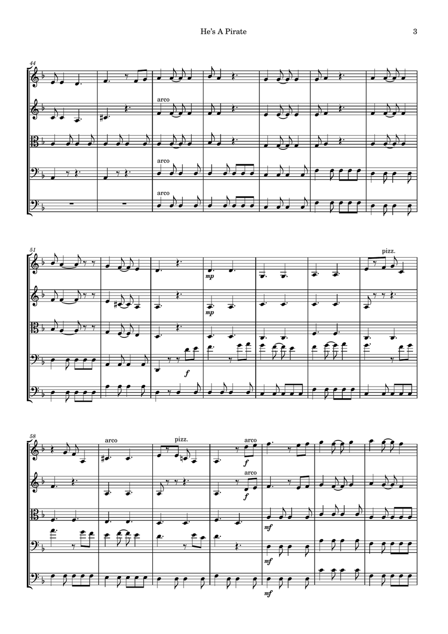 He's A Pirate He's A Pirate String Orchestra scores gallery preview page 3