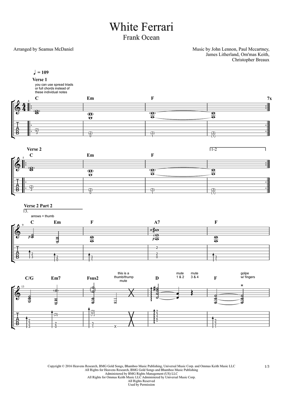 White Ferrari Acoustic Guitar scores gallery preview page 1
