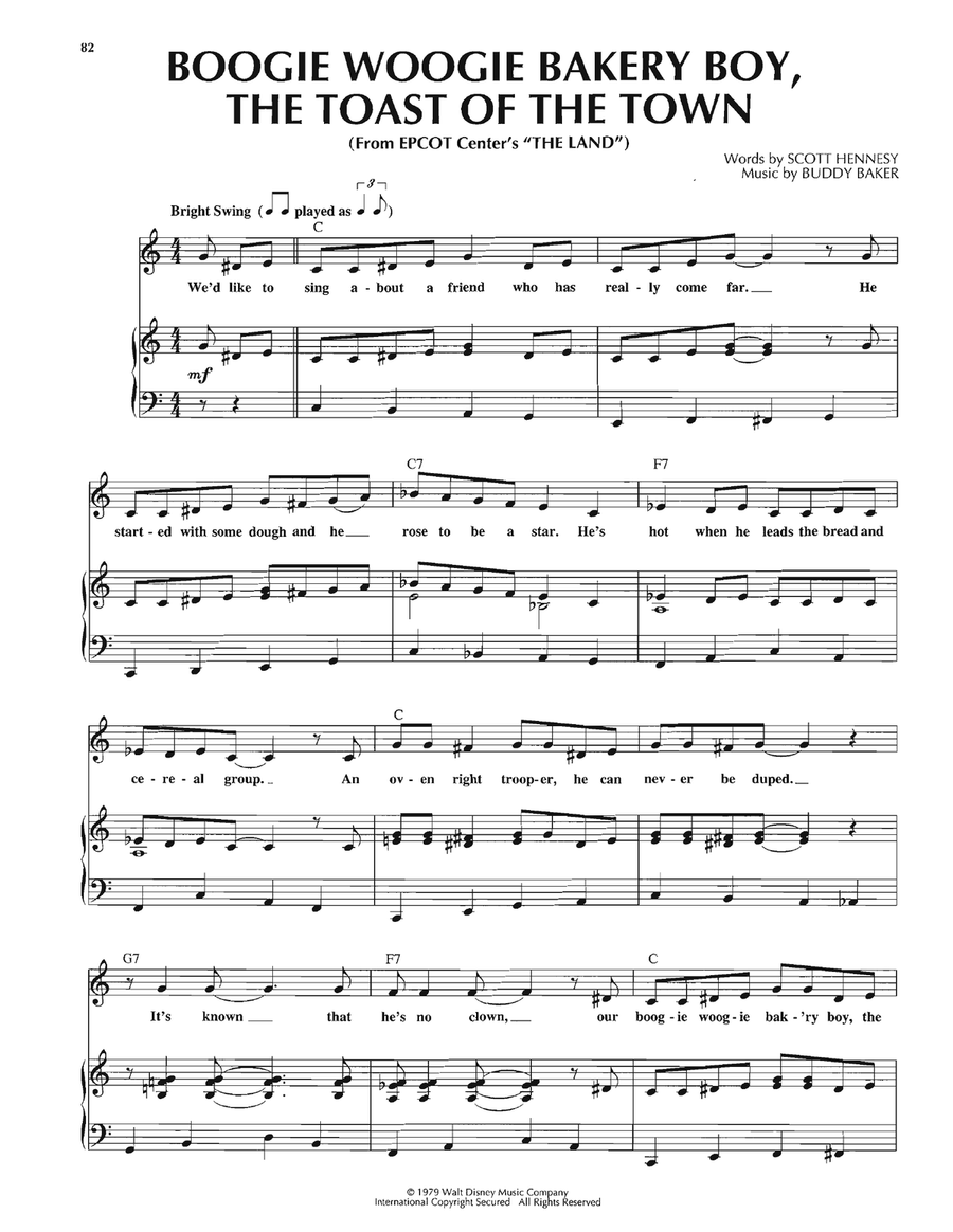 Boogie Woogie Bakery Boy, The Toast Of The Town Piano, Vocal, Guitar scores gallery preview page 1