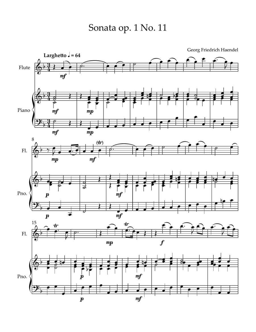 Sonata op. 1 No.11 Sonata op. 1 No.11 Chamber Music scores gallery preview page 1