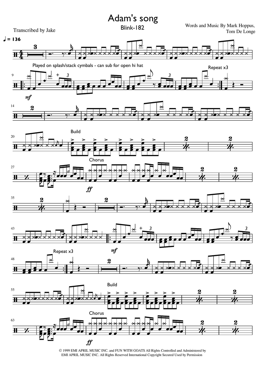Adam's Song Adam's Song Drum Set scores gallery preview page 1