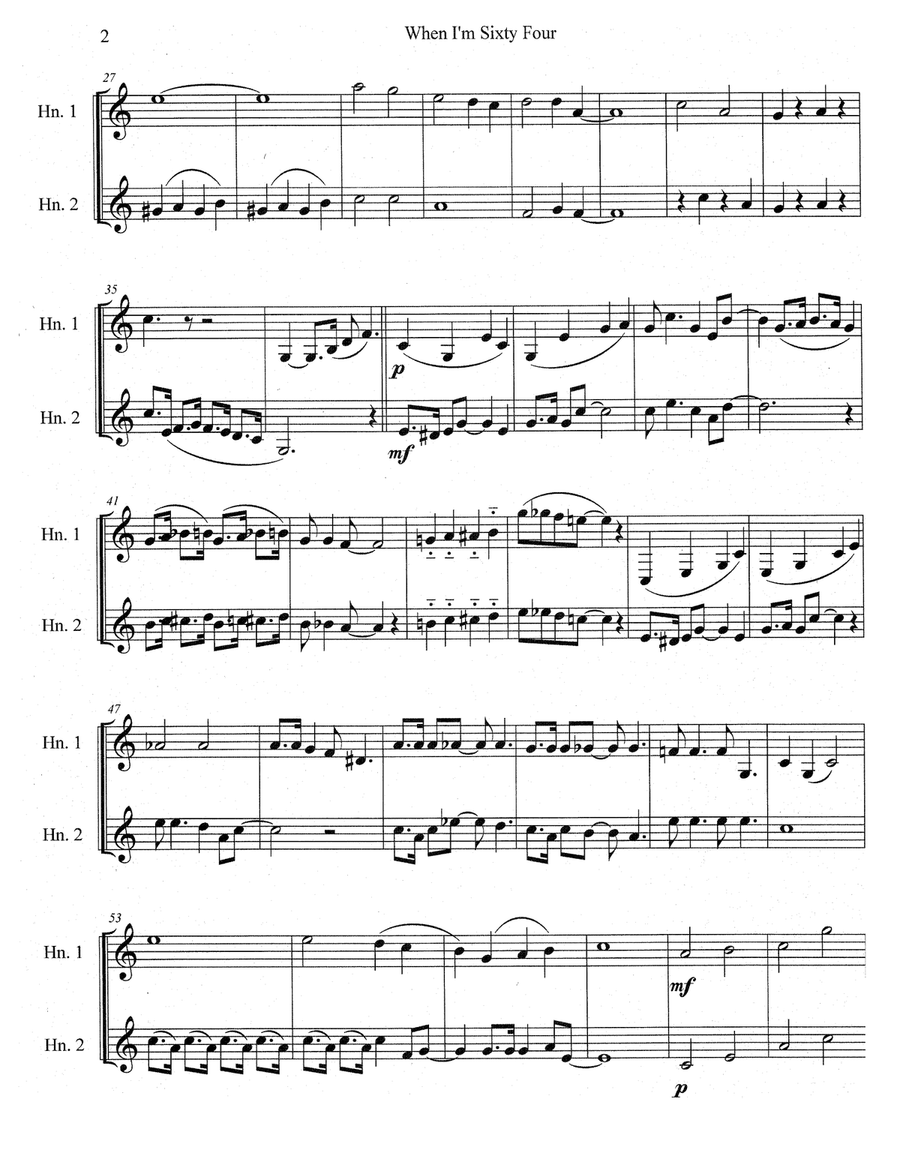 When I'm Sixty-Four Brass Duet scores gallery preview page 3
