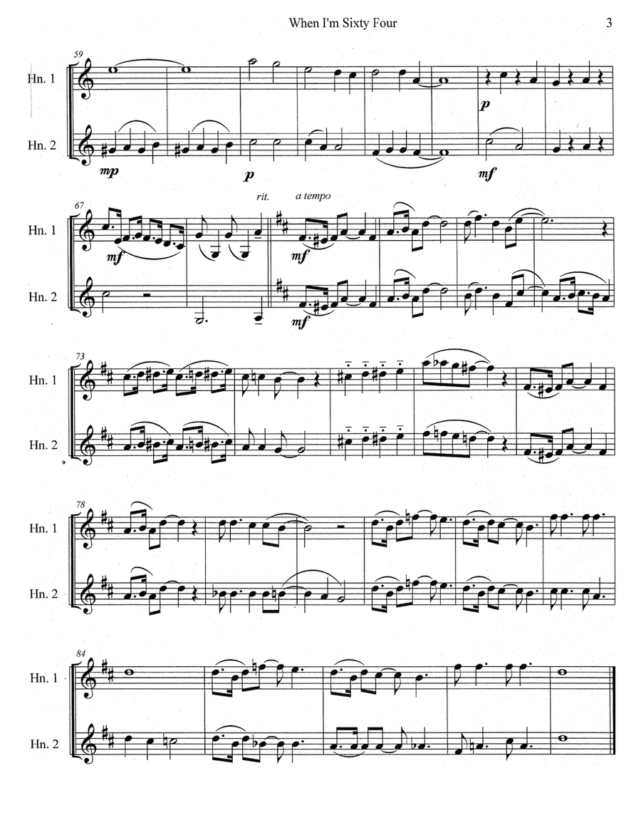 When I'm Sixty-Four Brass Duet scores gallery preview page 4
