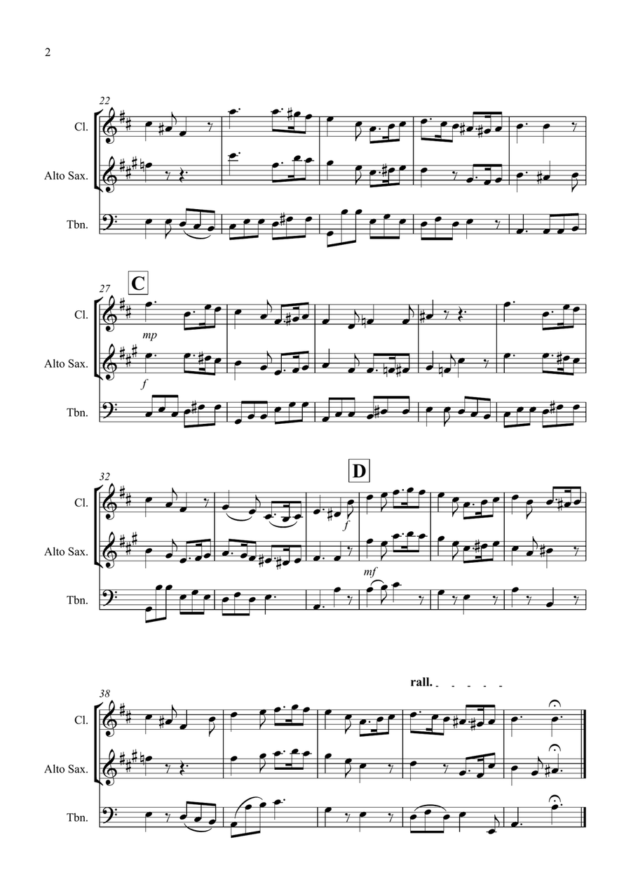 Greensleeves for Clarinet, Alto Saxophone and Trombone Trio by Traditional Small Ensemble - Digital Sheet Music page 2