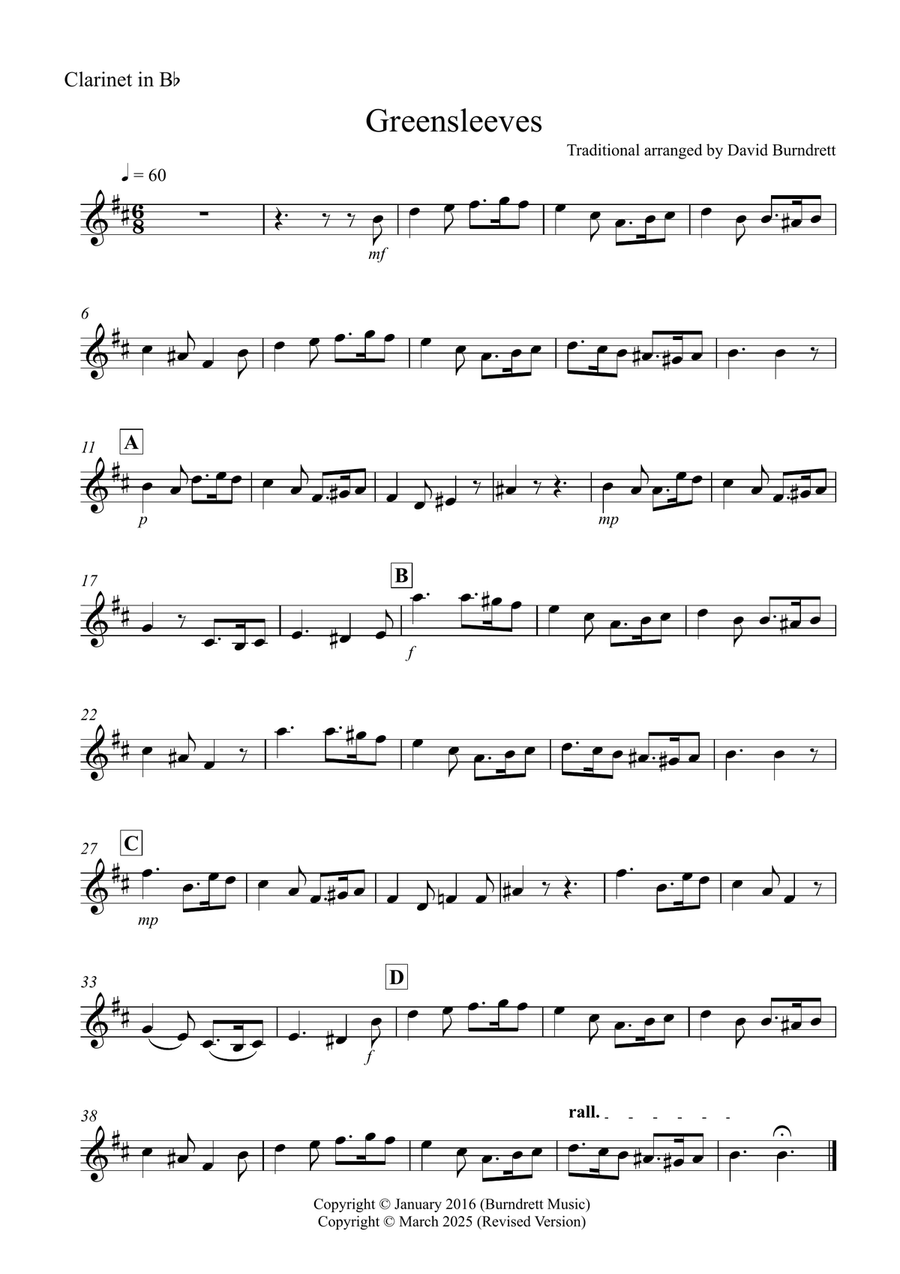Greensleeves for Clarinet, Alto Saxophone and Trombone Trio by Traditional Small Ensemble - Digital Sheet Music page 3