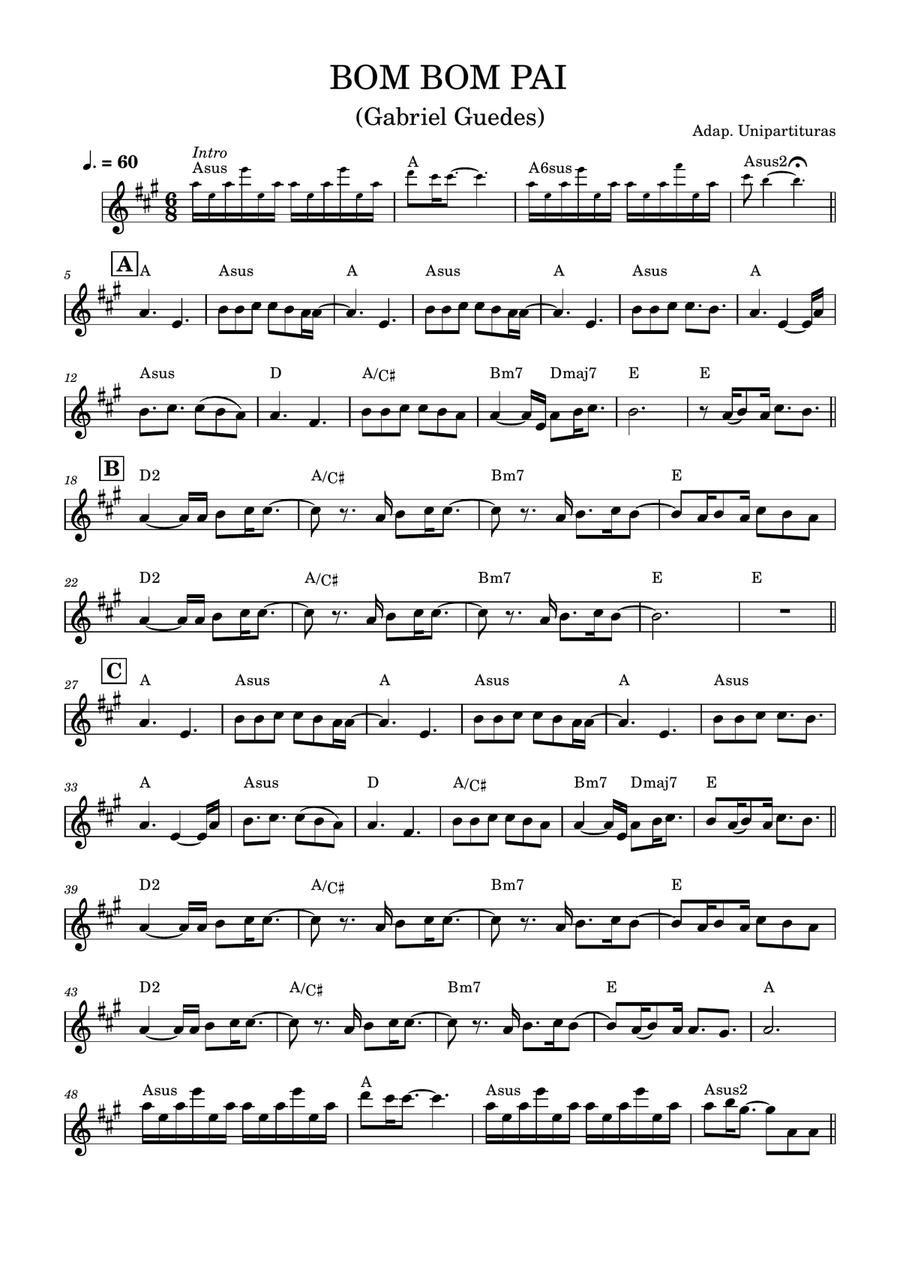Bom Bom Pai - Partitura com cifra Piano Solo scores gallery preview page 1