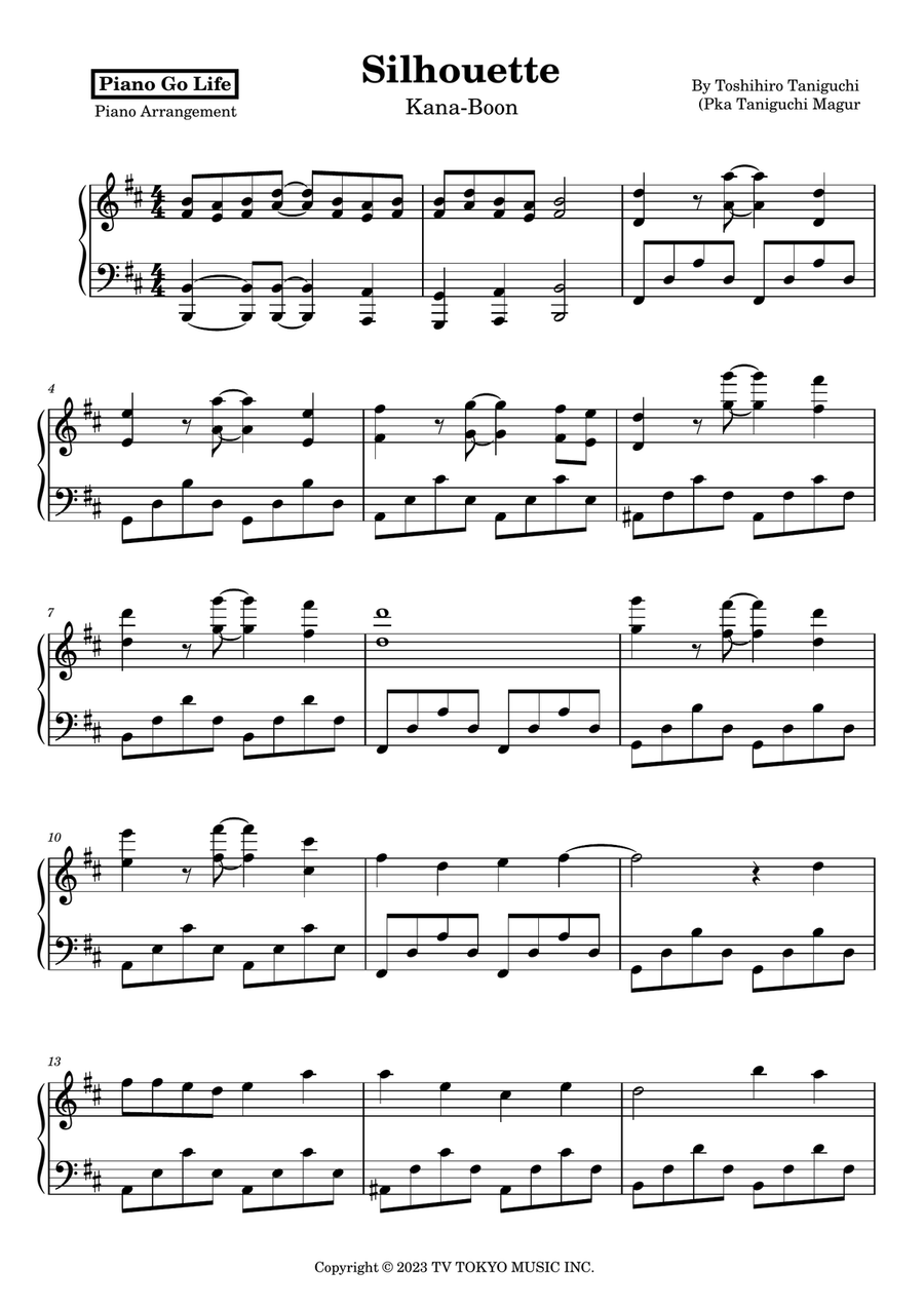 Silhouette Silhouette Piano Solo scores gallery preview page 1