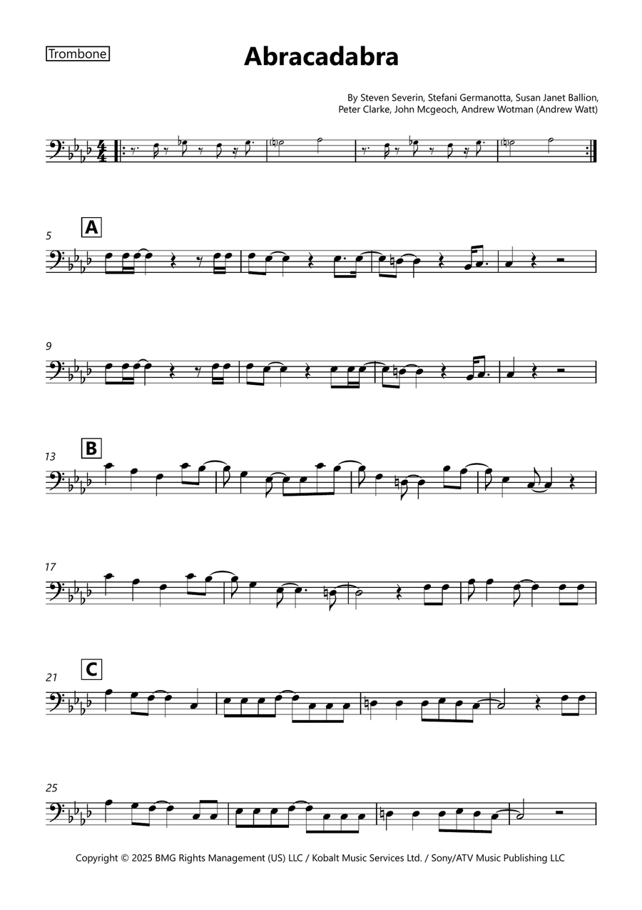Abracadabra Abracadabra Trombone Solo scores gallery preview page 1