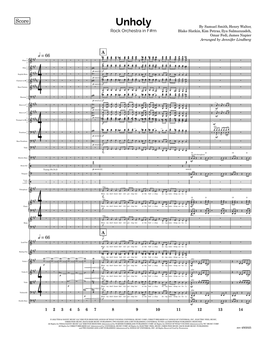 Unholy Full Orchestra scores gallery preview page 1