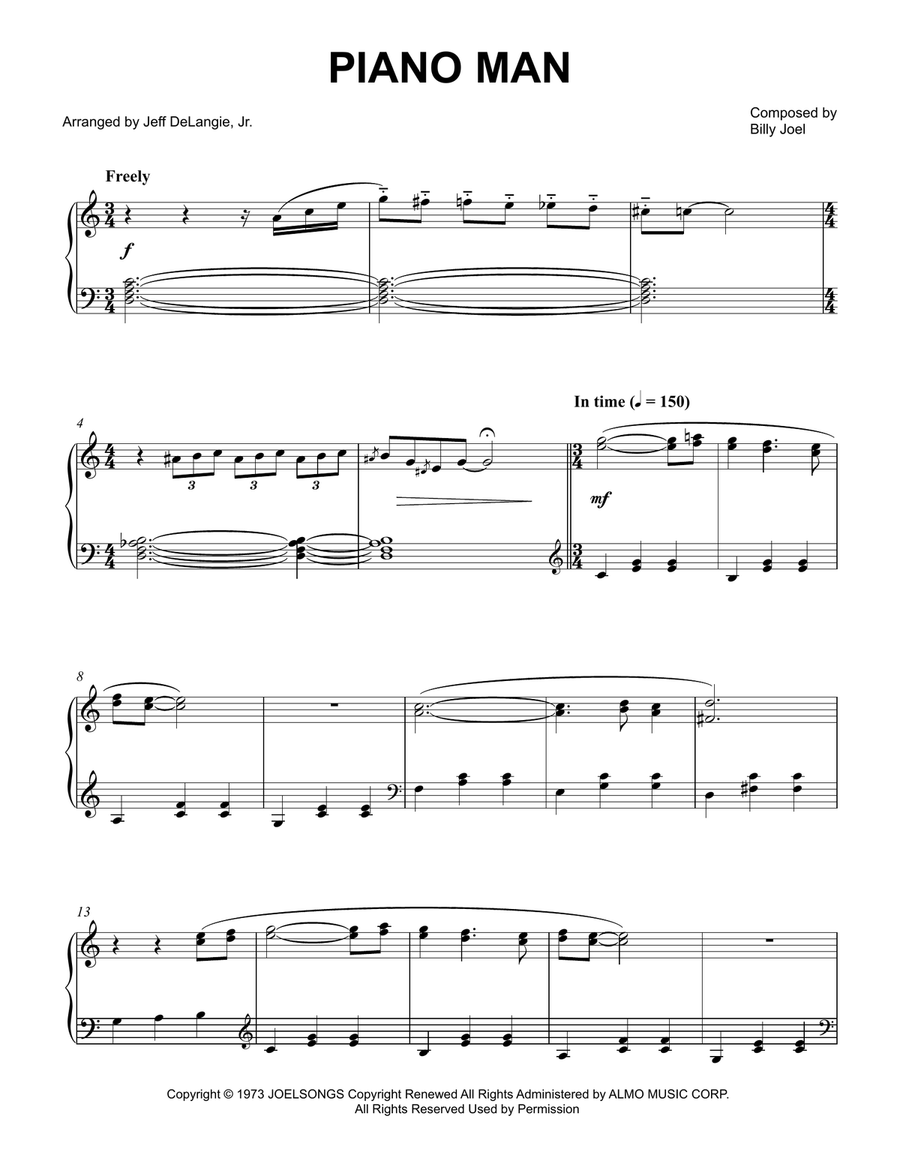 Piano Man Piano Man Piano Solo scores gallery preview page 1