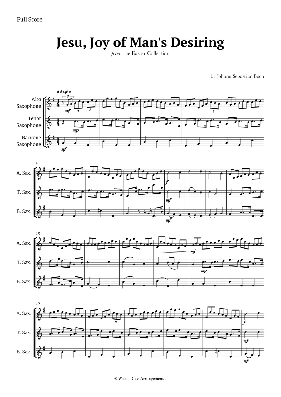 Jesu, Joy of Man's Desiring by Bach for Saxophone Trio Woodwind Trio scores gallery preview page 1