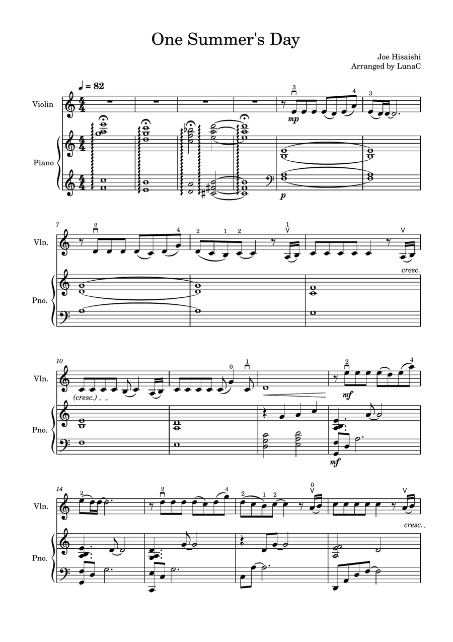 One Summer's Day One Summer's Day Violin Solo scores gallery preview page 1
