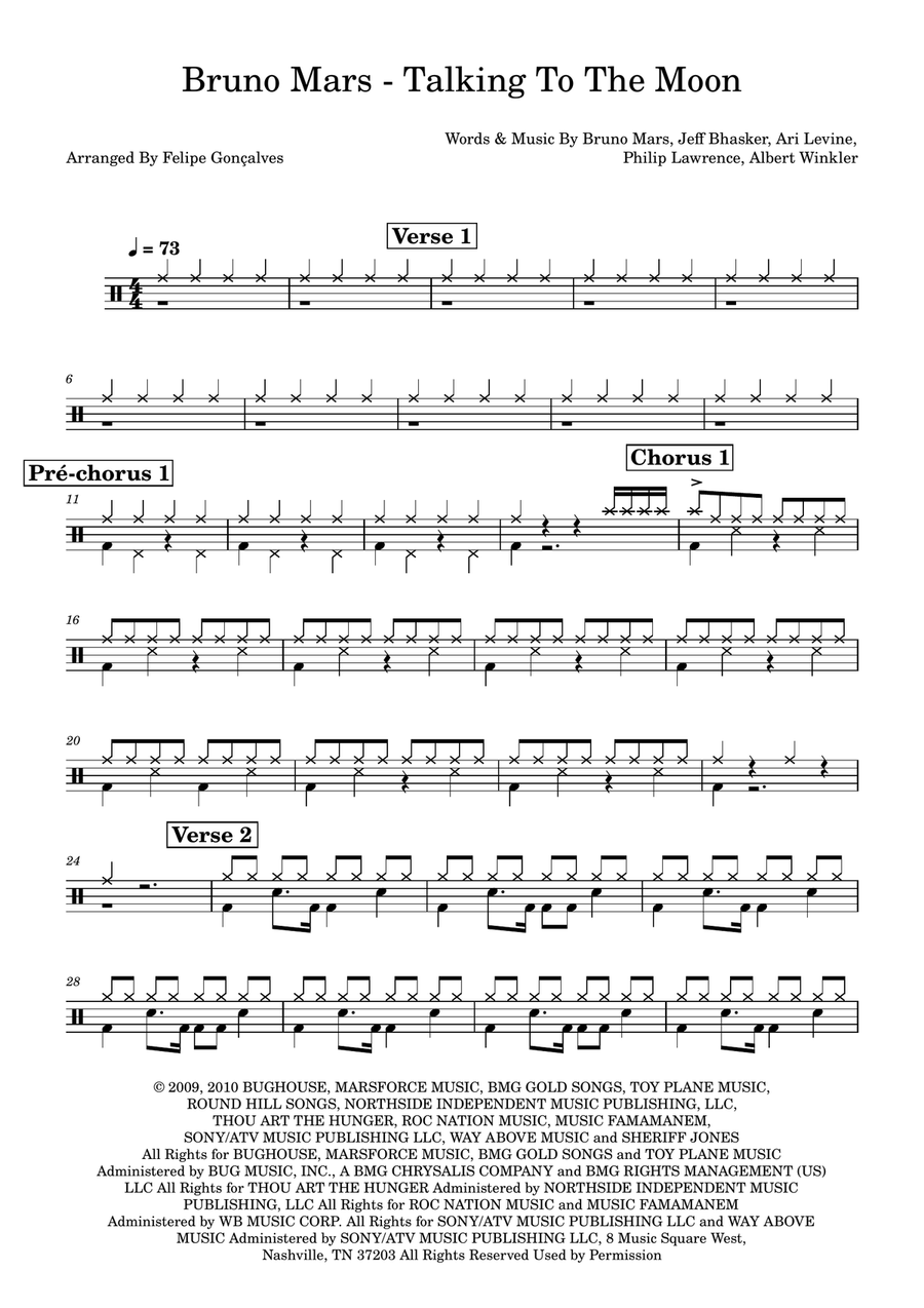 Talking To The Moon Talking To The Moon Drum Set scores gallery preview page 1