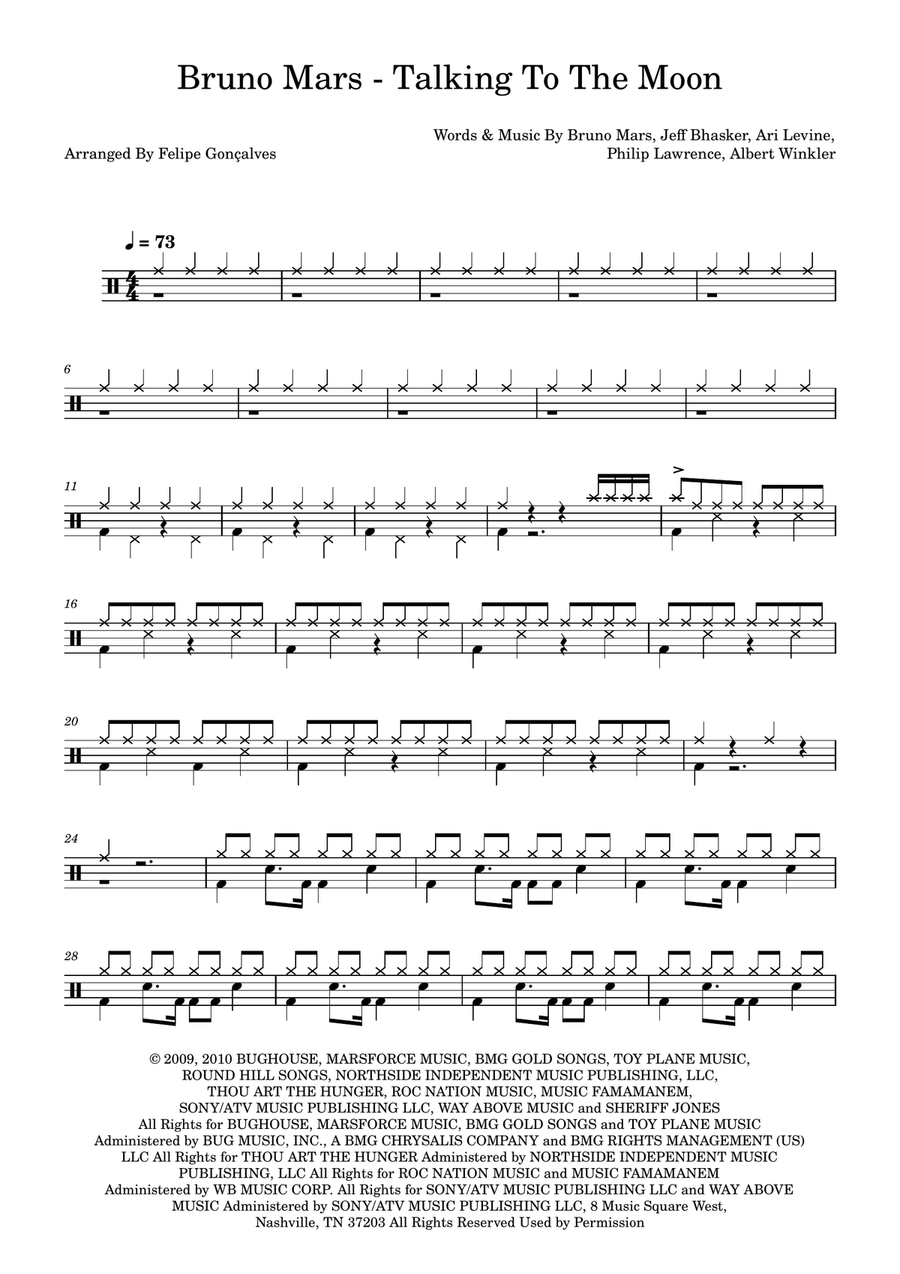 Talking To The Moon Talking To The Moon Drum Set scores gallery preview page 1