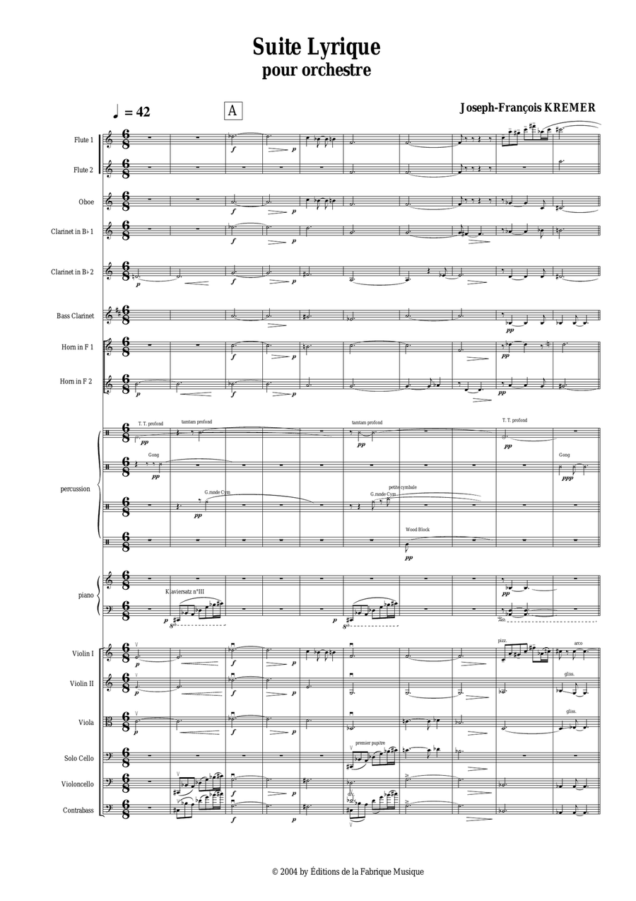 Joseph-François Kremer : Suite Lyrique for orchestra, score only - Score Only Full Orchestra scores gallery preview page 3
