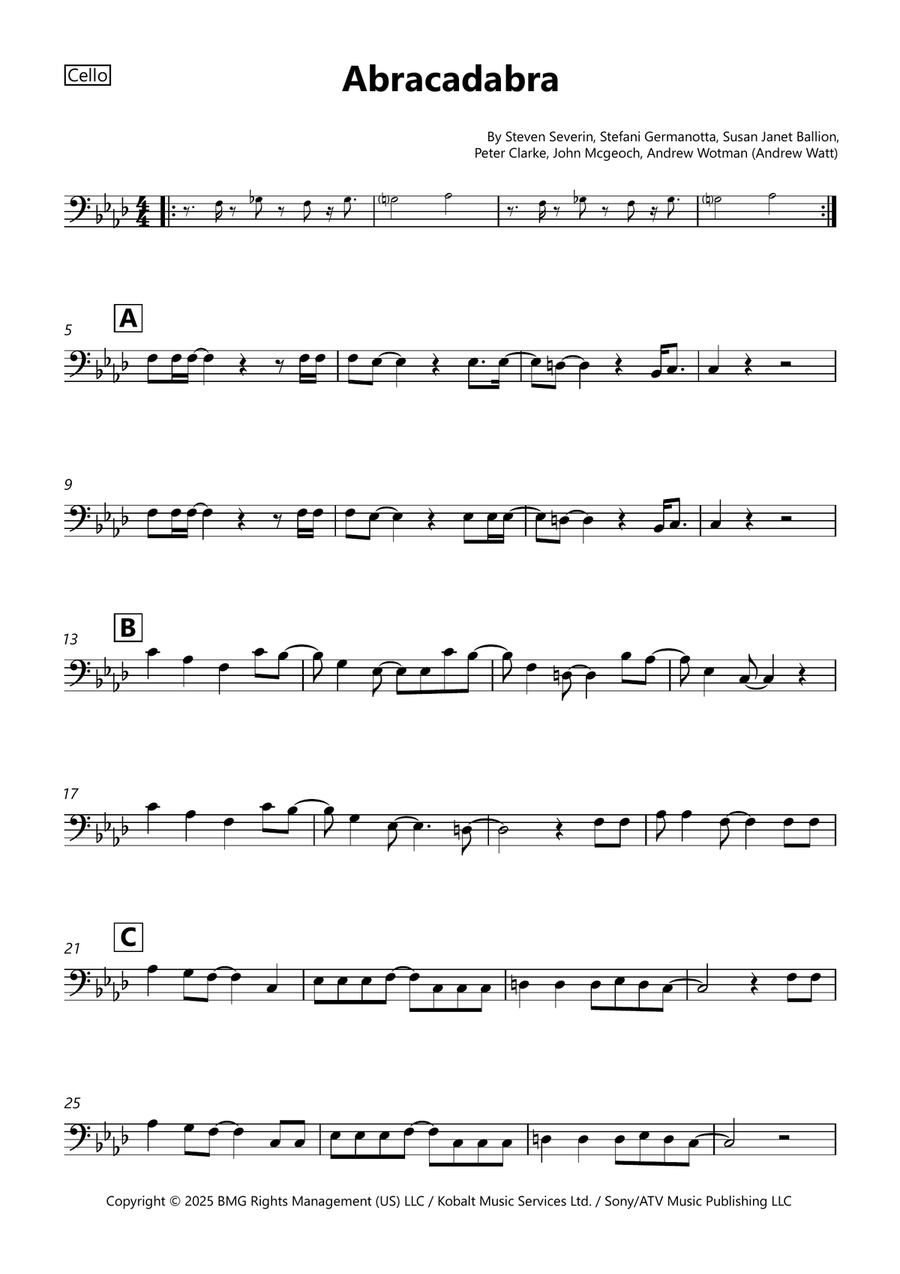 Abracadabra Abracadabra Cello Solo scores gallery preview page 1
