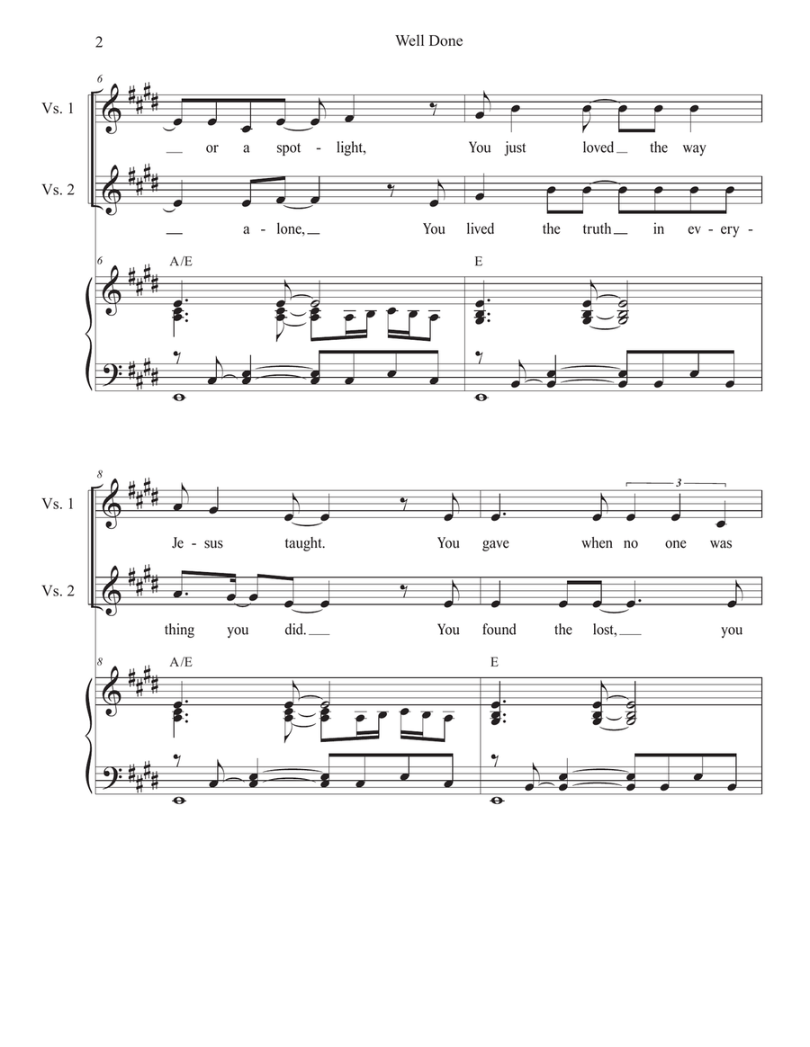 Well Done (Unison choir) Unison Choir scores gallery preview page 2