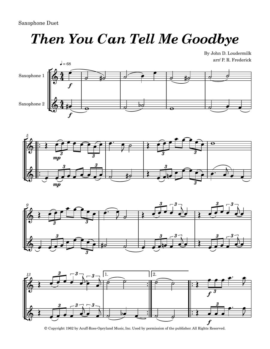 Then You Can Tell Me Goodbye Tenor Saxophone scores gallery preview page 1