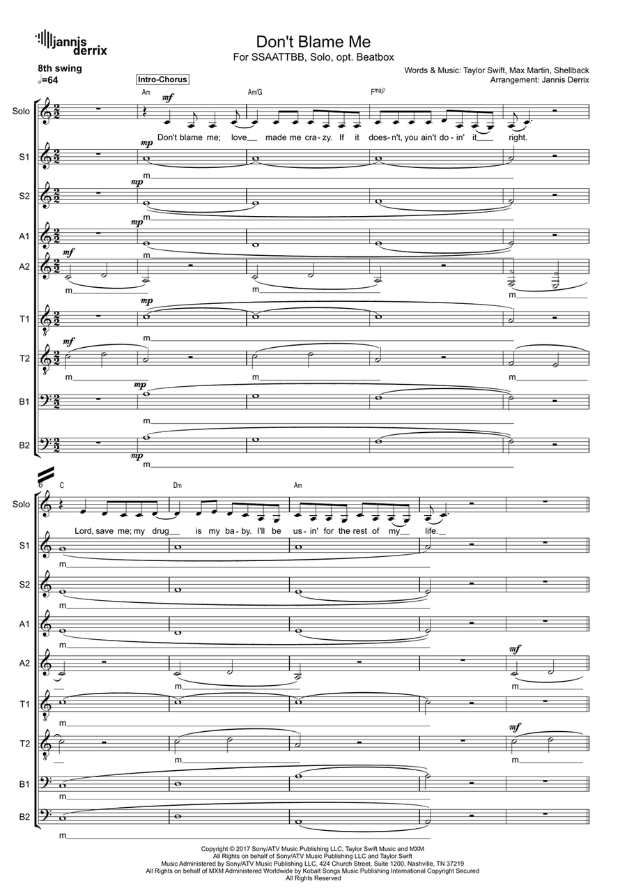 Don't Blame Me Divisi scores gallery preview page 1