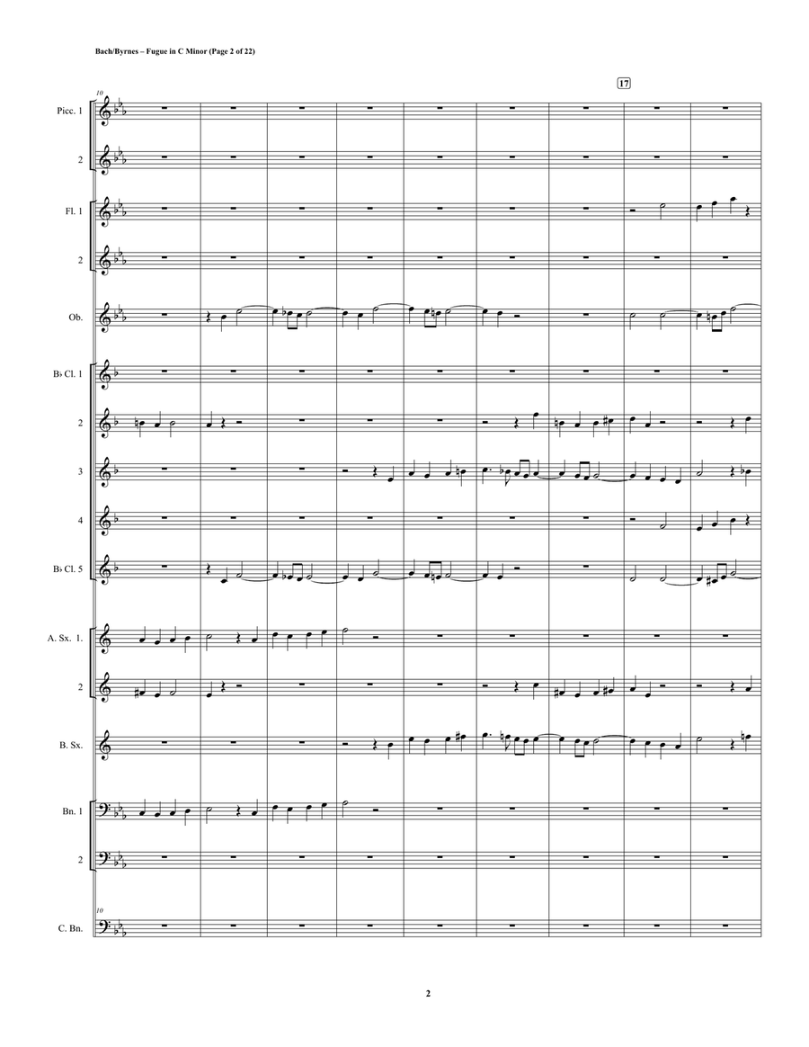 J.S. Bach – Fugue in C Minor, BWV 546 (Woodwind Choir) String Orchestra scores gallery preview page 2