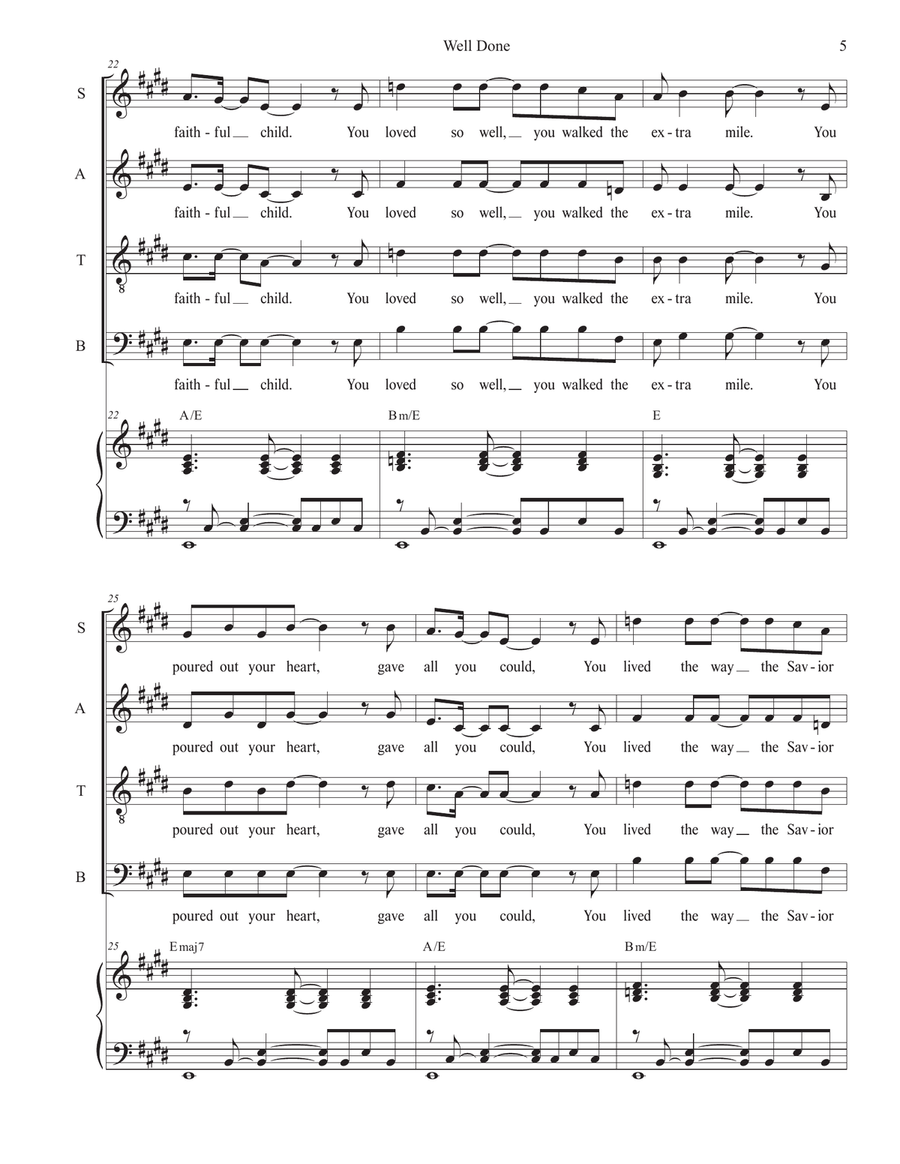 Well Done (SATB) 4-Part scores gallery preview page 5
