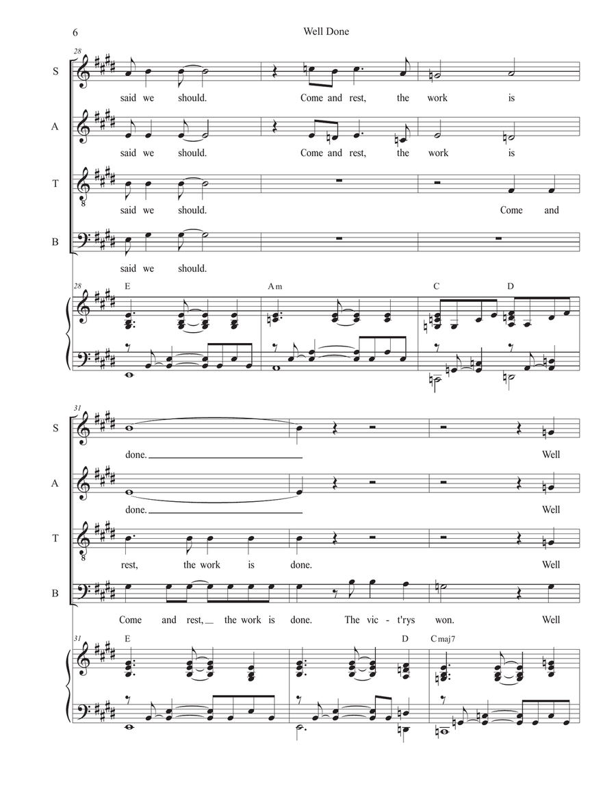 Well Done (SATB) 4-Part scores gallery preview page 6