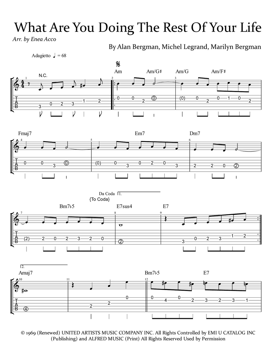 What Are You Doing The Rest Of Your Life? Piano scores gallery preview page 1
