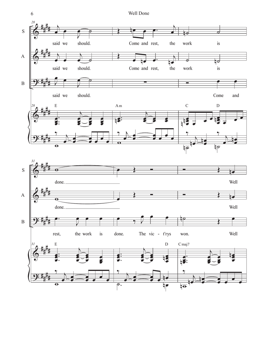 Well Done (SAB) 3-Part scores gallery preview page 6