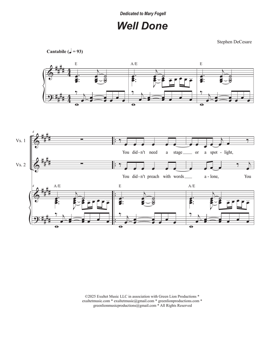 Well Done (Vocal Quartet - (SATB) 4-Part scores gallery preview page 1