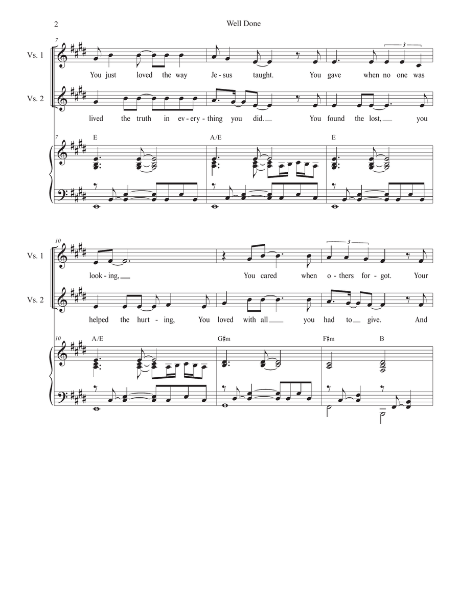Well Done (Vocal Quartet - (SATB) 4-Part scores gallery preview page 2