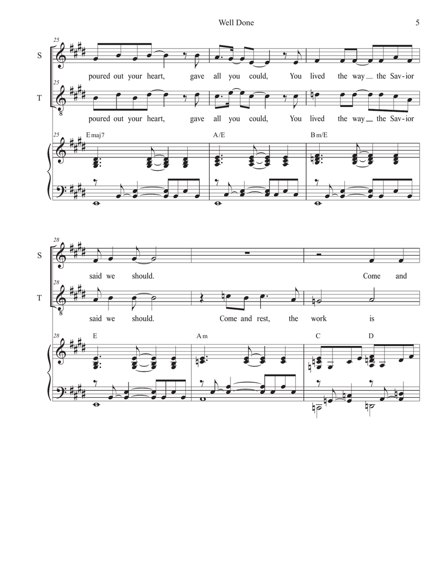 Well Done (Duet for Soprano and Tenor solo) Tenor Voice scores gallery preview page 5