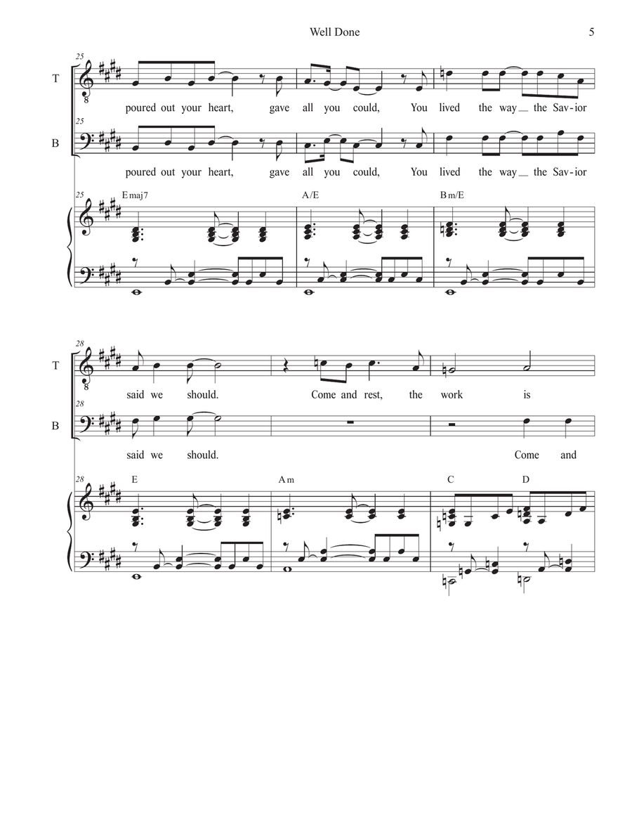 Well Done (Duet for Tenor and Bass solo) Tenor Voice scores gallery preview page 5
