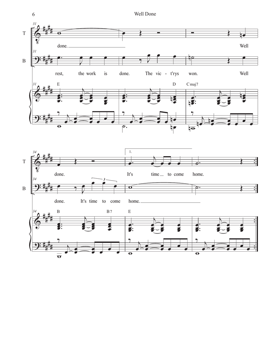 Well Done (Duet for Tenor and Bass solo) Tenor Voice scores gallery preview page 6