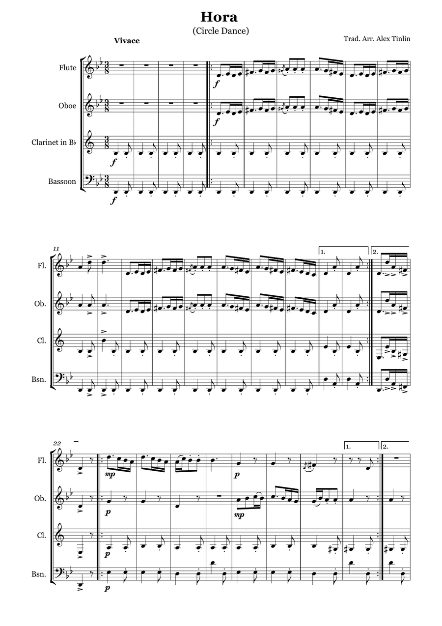 Hora Hora Woodwind Quartet scores gallery preview page 2