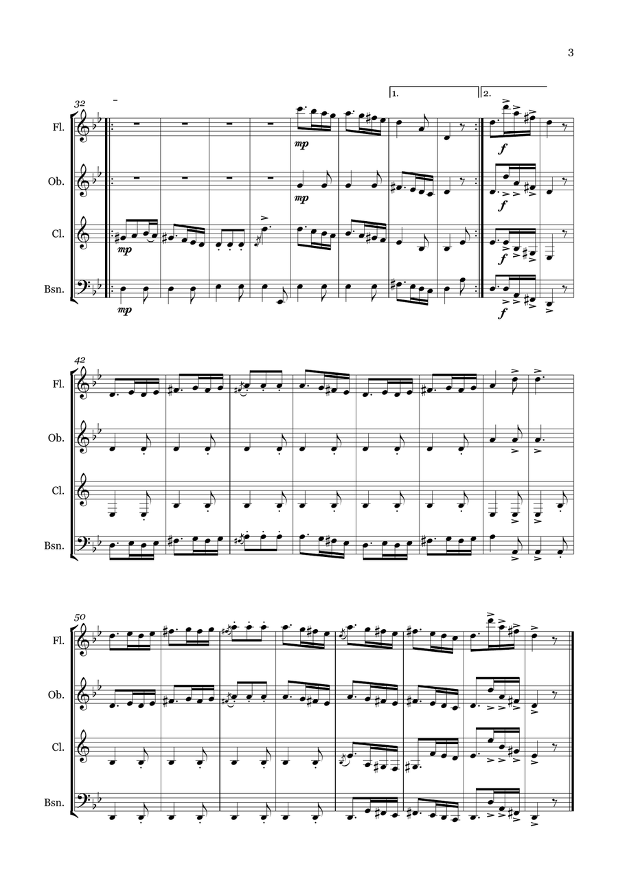 Hora Hora Woodwind Quartet scores gallery preview page 3
